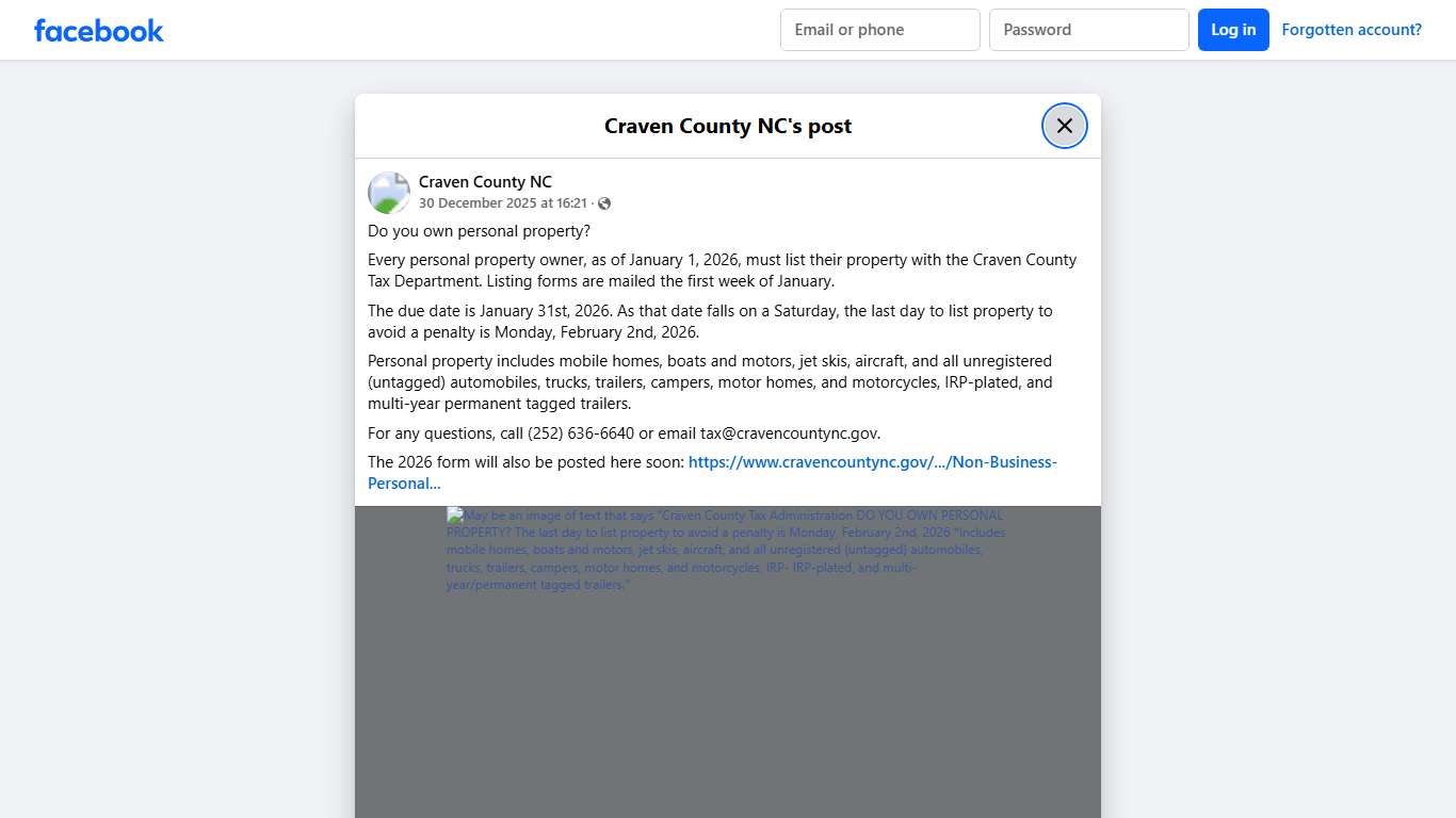 Do you own personal property? Every... - Craven County NC Facebook